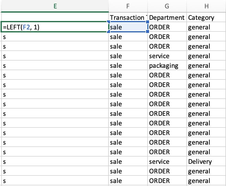 Data Cleaning in Excel: Left function
