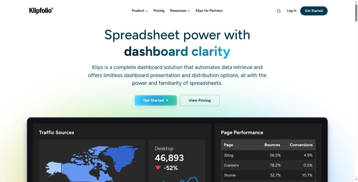 A Klipfolio dashboard assembled from individually built Klips