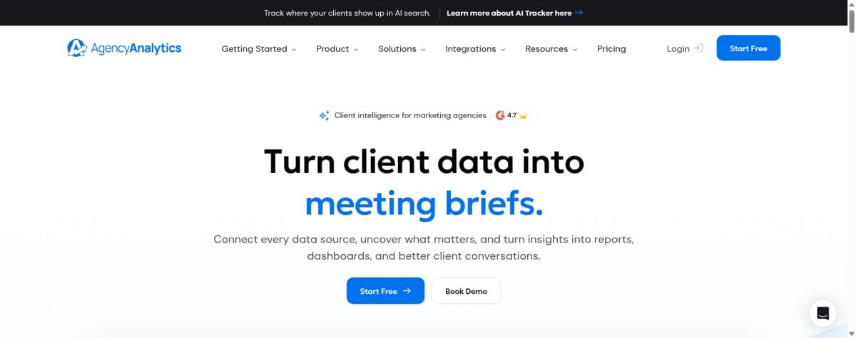 AgencyAnalytics client reporting dashboard showing campaign metrics across channels