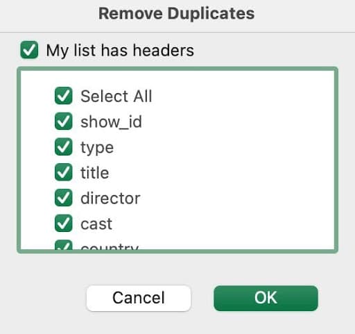 Data Cleaning in Excel: Removing duplicates screens in Excel