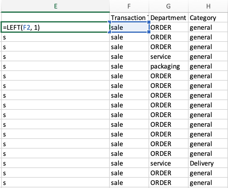 Data Cleaning in Excel: Left function