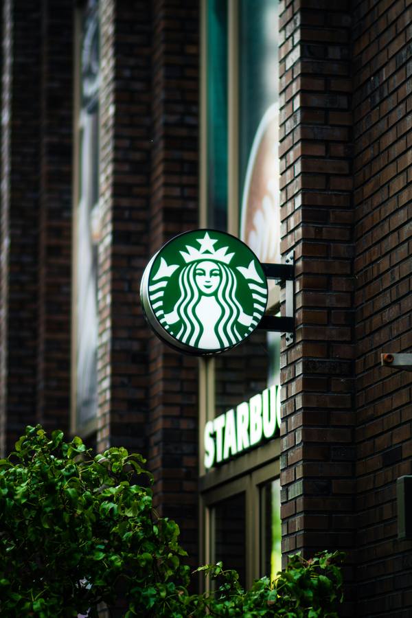 Starbucks store exterior with illuminated signage